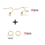 50pcs Stainless Steel Earrings Hooks Bulk Golden Anti Allergy Earring Clasp Wire