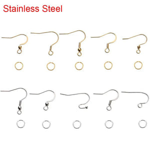 50pcs Stainless Steel Earrings Hooks Bulk Golden Anti Allergy Earring Clasp Wire