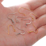 50pcs Stainless Steel Earrings Hooks Bulk Golden Anti Allergy Earring Clasp Wire