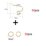 50pcs Stainless Steel Earrings Hooks Bulk Golden Anti Allergy Earring Clasp Wire