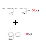 50pcs Stainless Steel Earrings Hooks Bulk Golden Anti Allergy Earring Clasp Wire