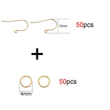 50pcs Stainless Steel Earrings Hooks Bulk Golden Anti Allergy Earring Clasp Wire
