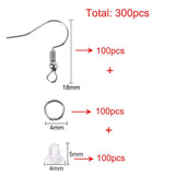 100/300 Hypoallergenic Earring Hook Ear Wires Open Jump Rings