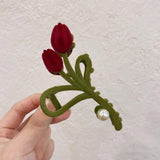 Female Velvet Tulip Grab Clip Hair Accessories