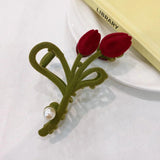 Female Velvet Tulip Grab Clip Hair Accessories