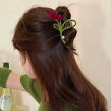 Female Velvet Tulip Grab Clip Hair Accessories