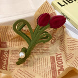 Female Velvet Tulip Grab Clip Hair Accessories