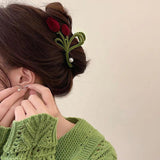 Female Velvet Tulip Grab Clip Hair Accessories