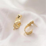 2PCS 18K Plated C-shaped Texture Silver Earrings