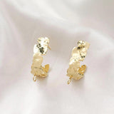 2PCS 18K Plated C-shaped Texture Silver Earrings