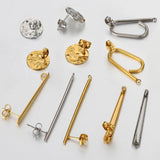 10pcs Stainless Steel Earring Studs Base Pins With Ear Backs