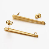10pcs Stainless Steel Earring Studs Base Pins With Ear Backs