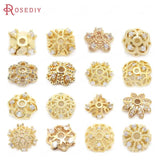 24K Brass Zircon Snowflake Flower Beads Caps Earrings Making Supplies