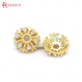 24K Brass Zircon Snowflake Flower Beads Caps Earrings Making Supplies
