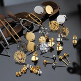 Stainless Steel Earring Studs Base Pins & Plugs Set DIY Jewelry Making