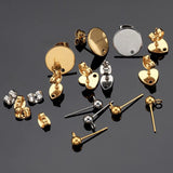 Stainless Steel Earring Studs Base Pins & Plugs Set DIY Jewelry Making