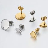 Stainless Steel Earring Studs Base Pins & Plugs Set DIY Jewelry Making