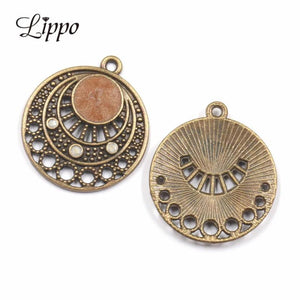 12pcs Antique Bronze Round Connector Earring Settings