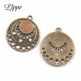 12pcs Antique Bronze Round Connector Earring Settings