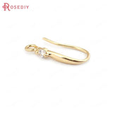 6PCS 18K Brass Zircon Earring Hooks for Diy Jewelry Making