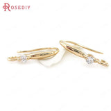 6PCS 18K Brass Zircon Earring Hooks for Diy Jewelry Making