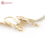 6PCS 18K Brass Zircon Earring Hooks for Diy Jewelry Making