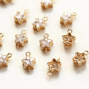 4PCS 18K Plated Zircon Star Pendant Jewelry Findings Set