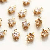 4PCS 18K Plated Zircon Star Pendant Jewelry Findings Set