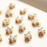 4PCS 18K Plated Zircon Star Pendant Jewelry Findings Set