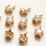 4PCS 18K Plated Zircon Star Pendant Jewelry Findings Set