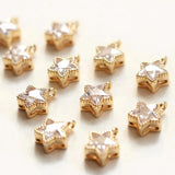 4PCS 18K Plated Zircon Star Pendant Jewelry Findings Set