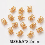 4PCS Flower Spacer Bead Jewelry Making Supplies DIY Brass 14k Plated