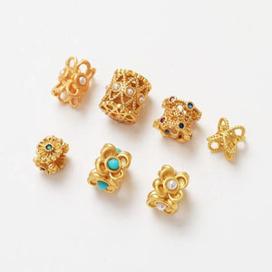 4PCS Flower Spacer Bead Jewelry Making Supplies DIY Brass 14k Plated