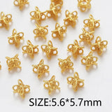 4PCS Flower Spacer Bead Jewelry Making Supplies DIY Brass 14k Plated