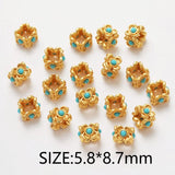 4PCS Flower Spacer Bead Jewelry Making Supplies DIY Brass 14k Plated