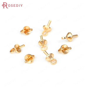 40PCS 18K Brass Half Hole Pearl Beads Connect Charms Caps