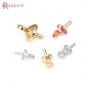 40PCS 18K Brass Half Hole Pearl Beads Connect Charms Caps