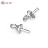 40PCS 18K Brass Half Hole Pearl Beads Connect Charms Caps