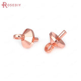 40PCS 18K Brass Half Hole Pearl Beads Connect Charms Caps