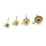 50pcs Surgical Steel Pad Earrings Stud Post Loop 4-12 mm DIY Jewelry Making