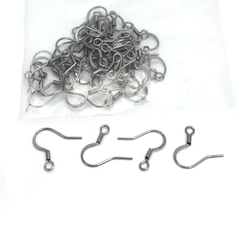 50pcs Hypoallergenic Earring Hooks Clasps Silver Plate for DIY Jewelry