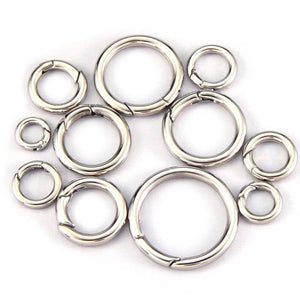 Stainless Steel Spring Clasps Round Ring Carabiner Keychain Key Holder DIY
