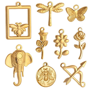 3pcs Bee Rose Flower Charms for DIY Earrings Necklace Making