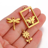 3pcs Bee Rose Flower Charms for DIY Earrings Necklace Making