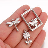 3pcs Bee Rose Flower Charms for DIY Earrings Necklace Making