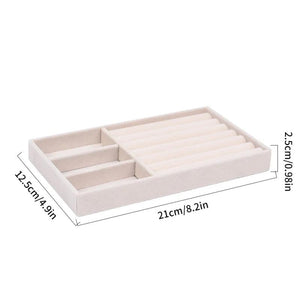Velvet Jewelry Display Tray Case Grid Earring Rings Box Storage Holder
