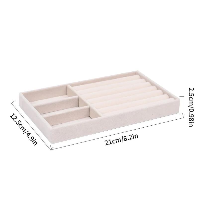 Velvet Jewelry Display Tray Case Grid Earring Rings Box Storage Holder