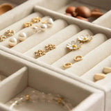 Velvet Jewelry Display Tray Case Grid Earring Rings Box Storage Holder