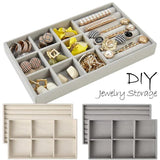 Velvet Jewelry Display Tray Case Grid Earring Rings Box Storage Holder