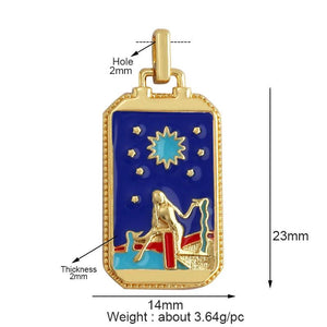 Enamel Tarot Cards Sun Star Moon Evil Eye Heart Hand Charm Pendant